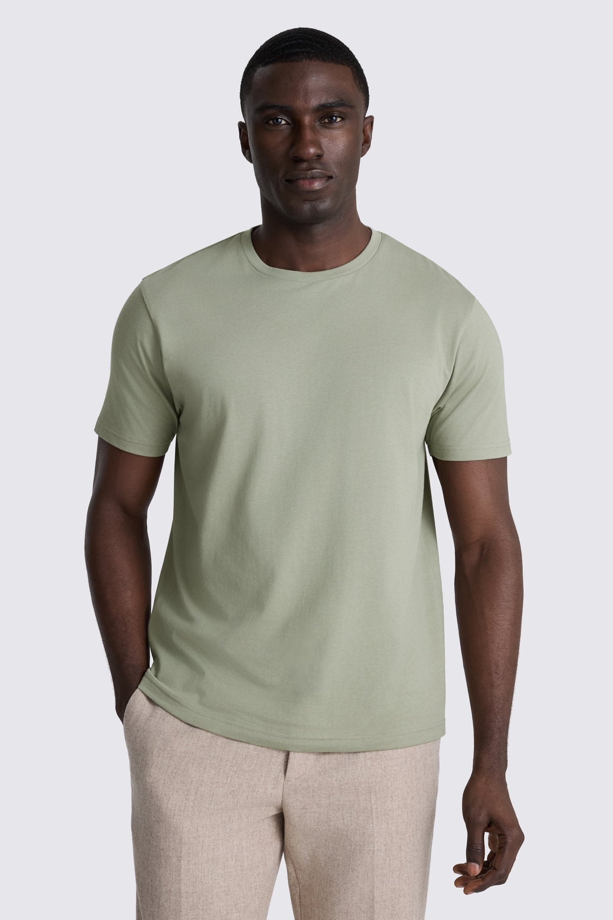 Sage Green Cotton Crew-Neck T-Shirt