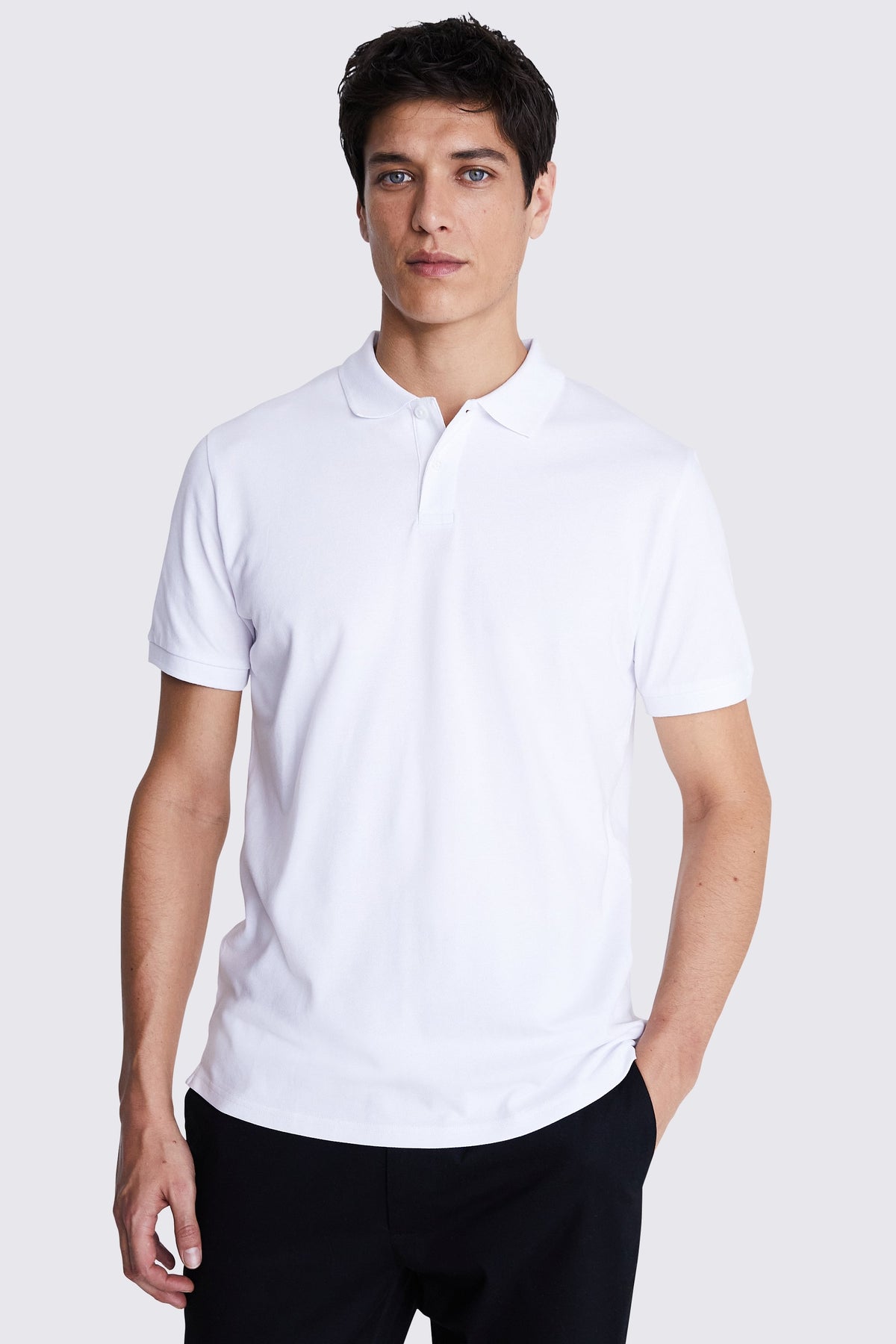 White Cotton Pique Polo Shirt