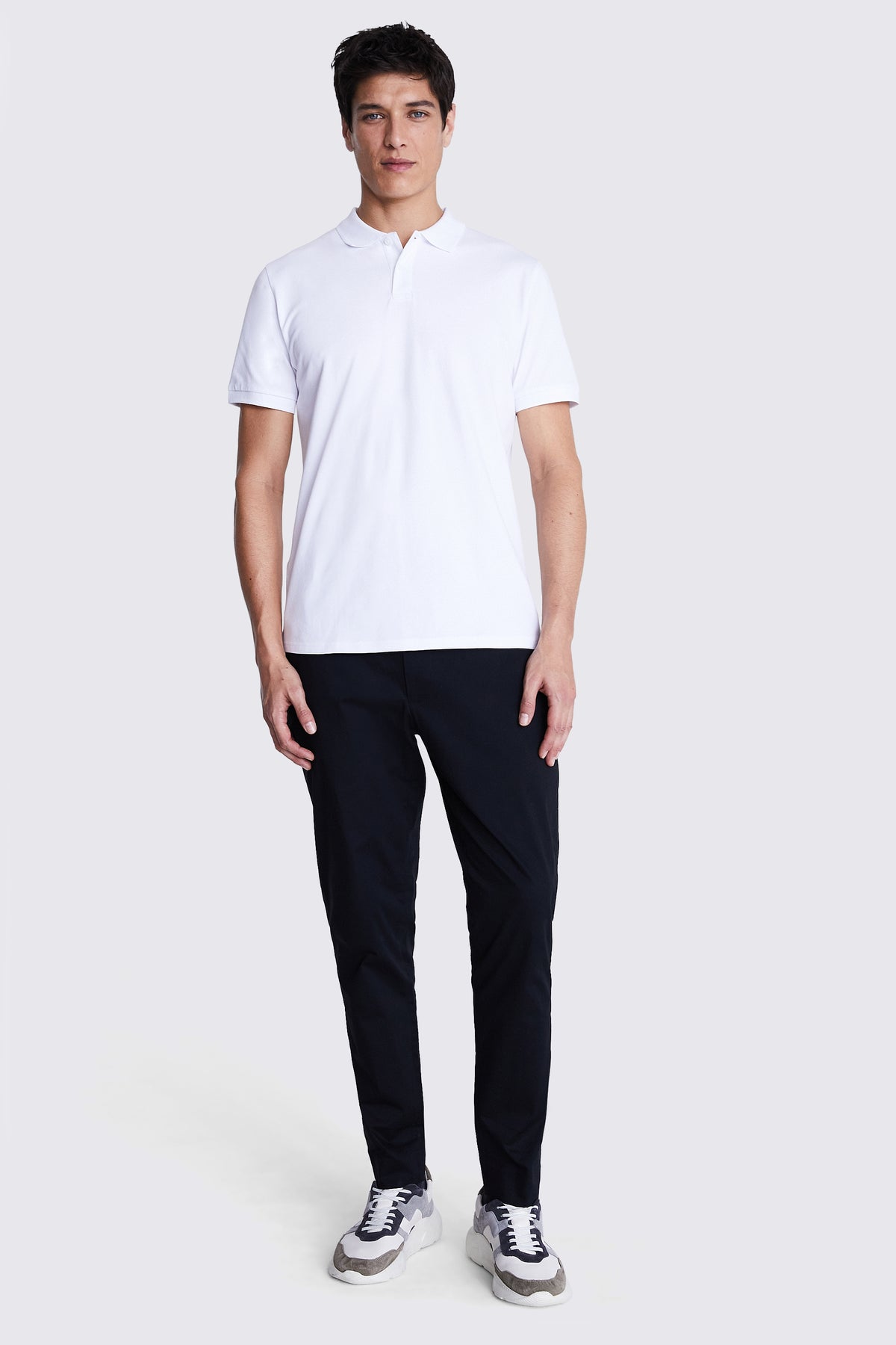 White Cotton Pique Polo Shirt
