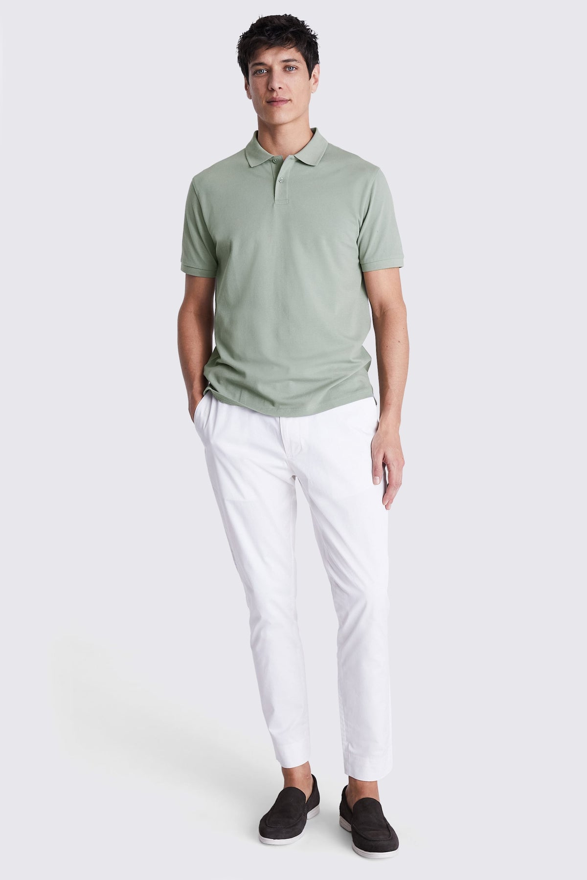 Sage Cotton Pique Polo Shirt