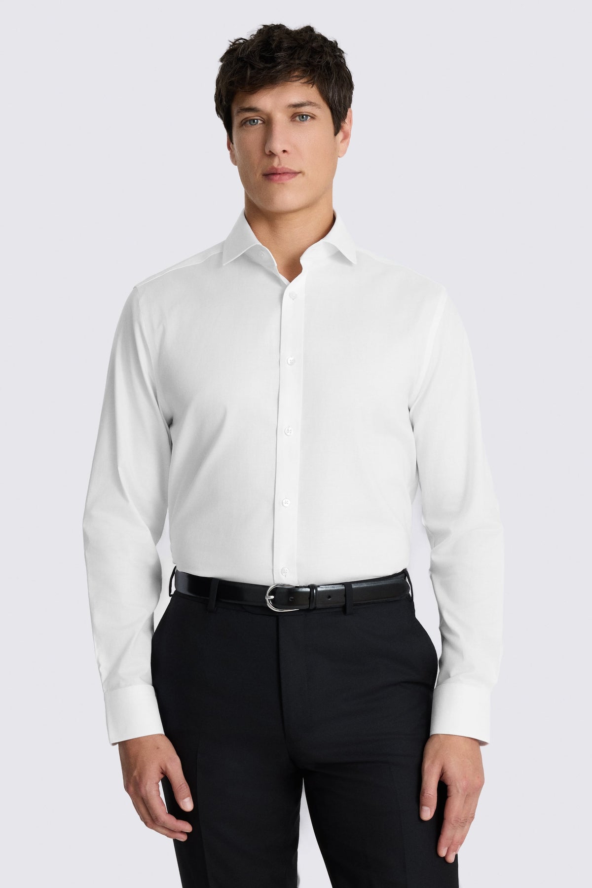 Tailored Fit White Dobby Stretch Shirt