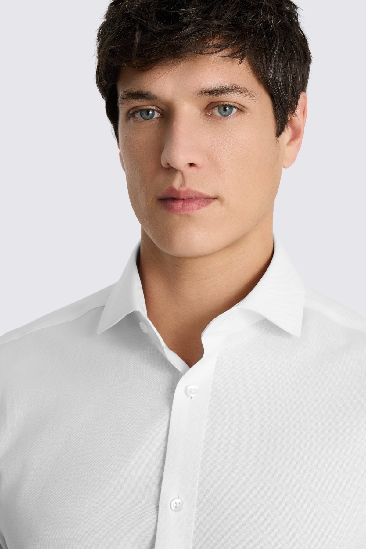 Tailored Fit White Dobby Stretch Shirt