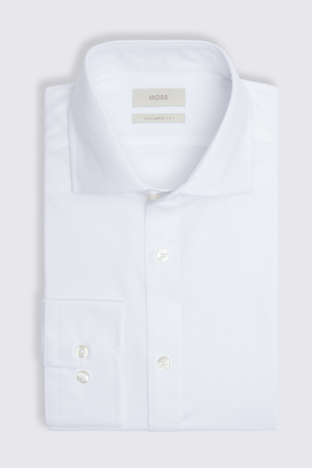 Tailored Fit White Dobby Stretch Shirt