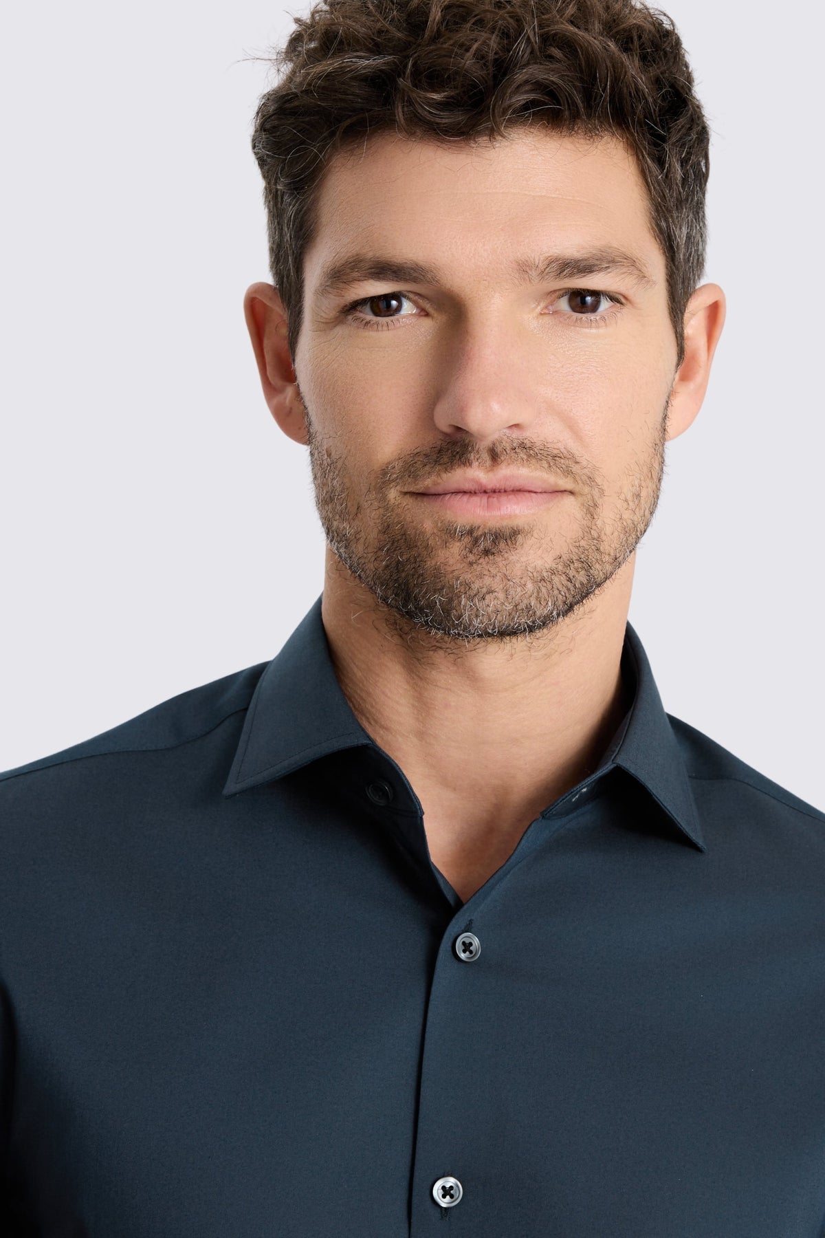 Slim Fit Dark Blue Stretch Shirt