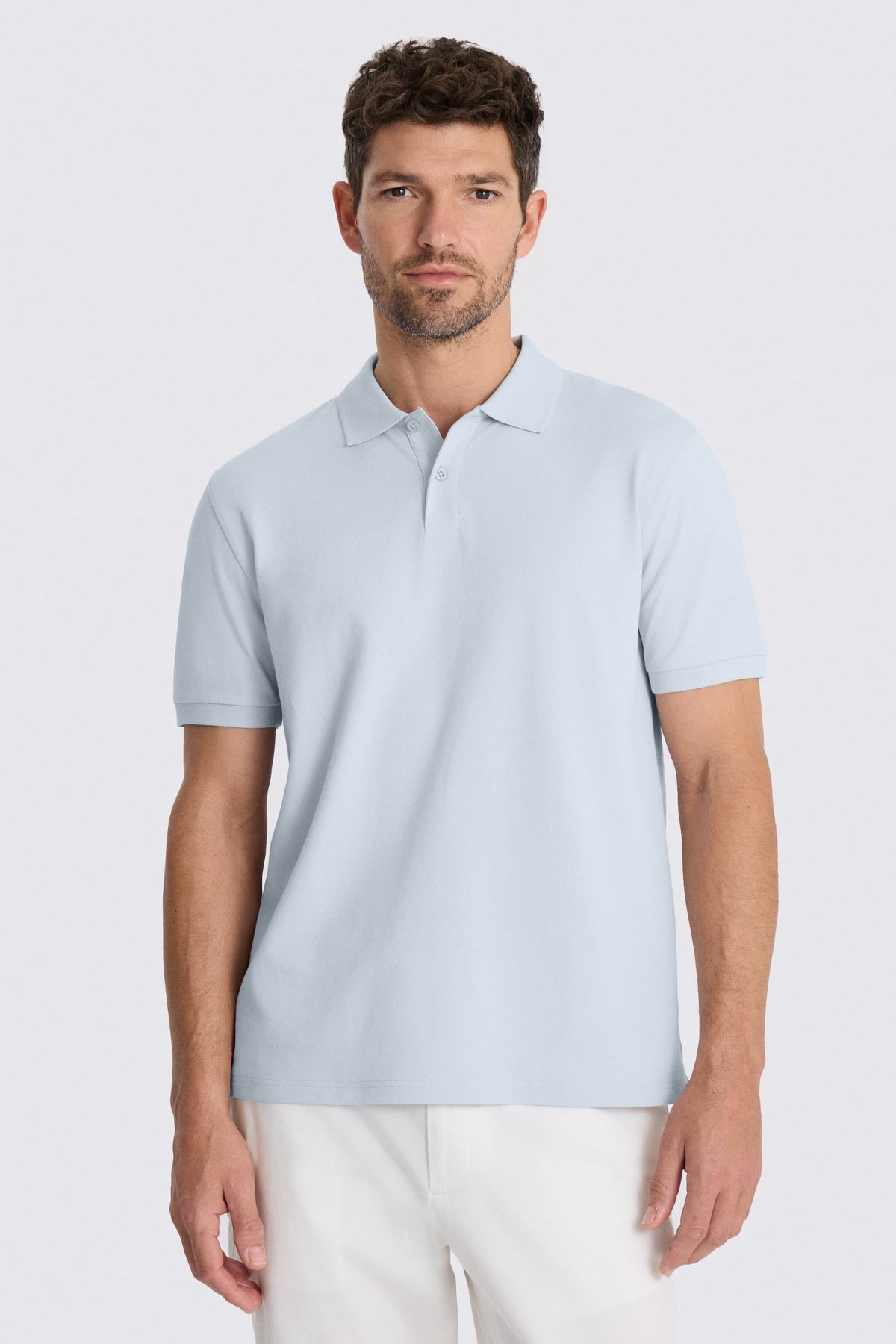 Light Blue Cotton Pique Polo Shirt