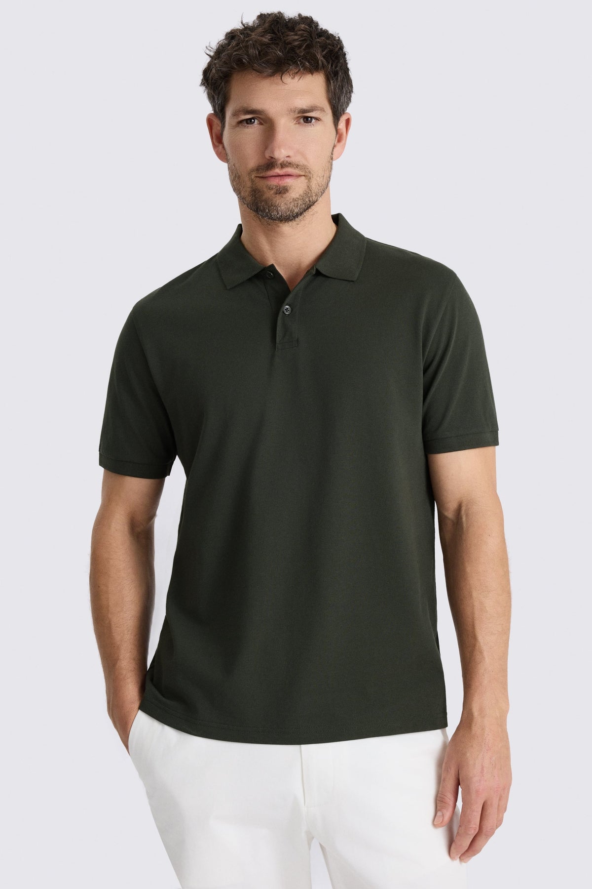 Khaki Cotton Pique Polo Shirt