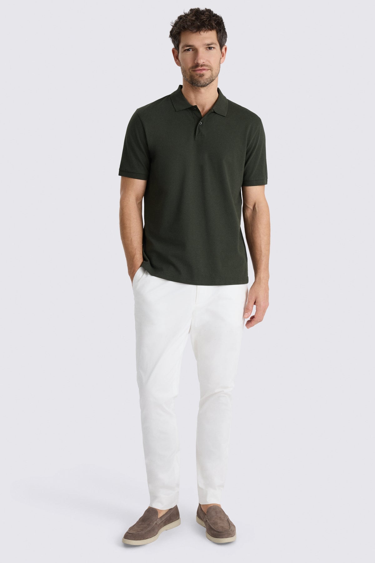 Khaki Cotton Pique Polo Shirt
