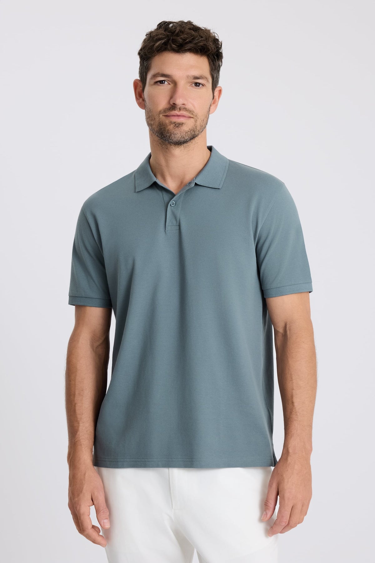 Teal Cotton Pique Polo Shirt