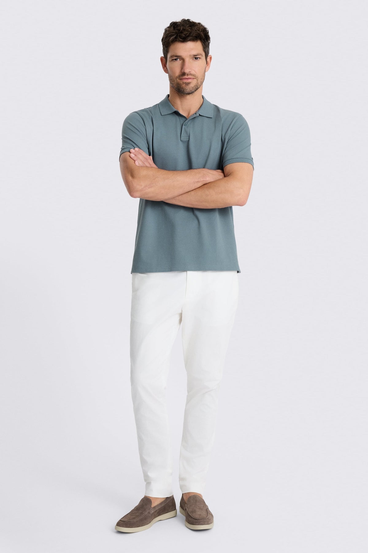 Teal Cotton Pique Polo Shirt