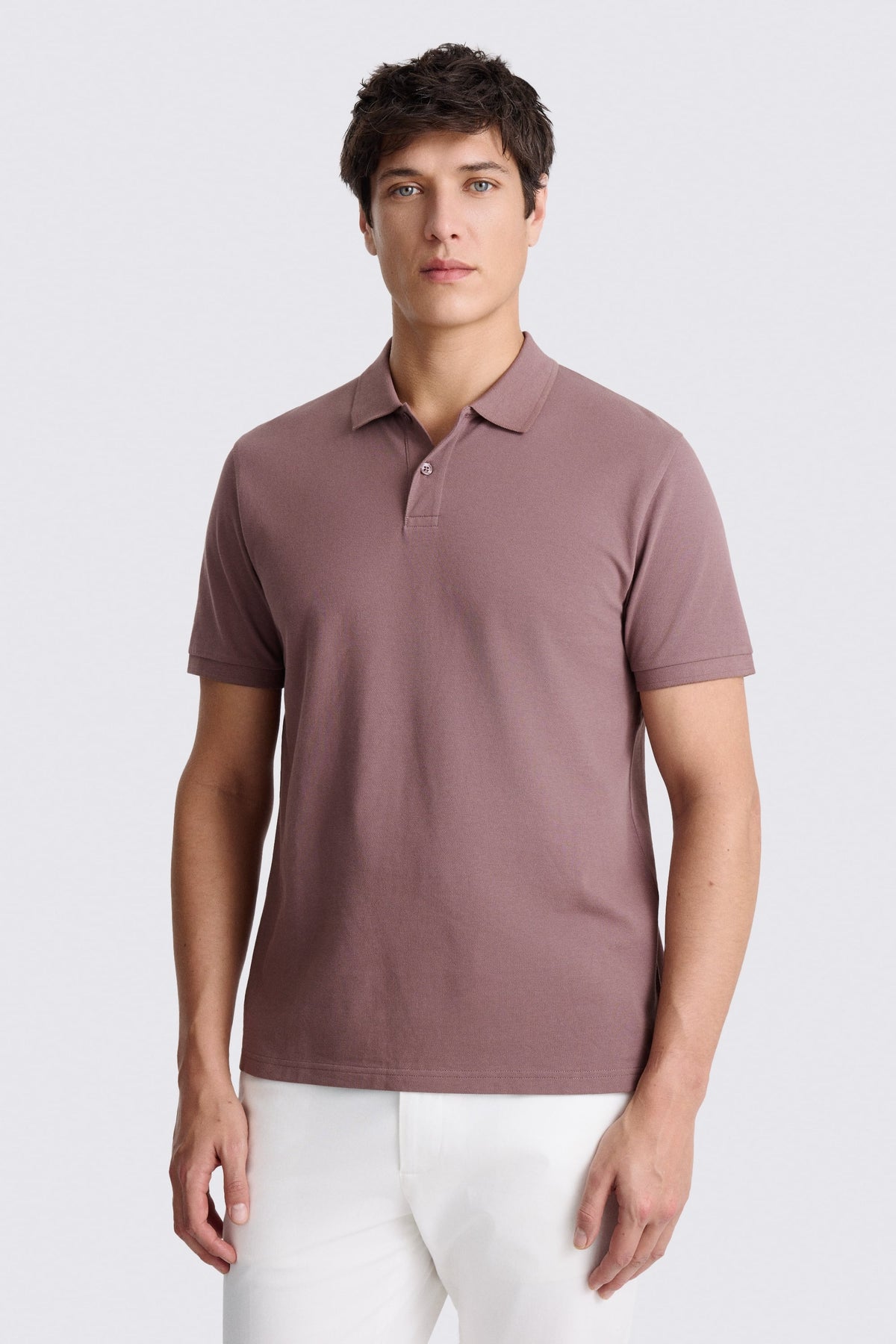 Mauve Cotton Pique Polo Shirt