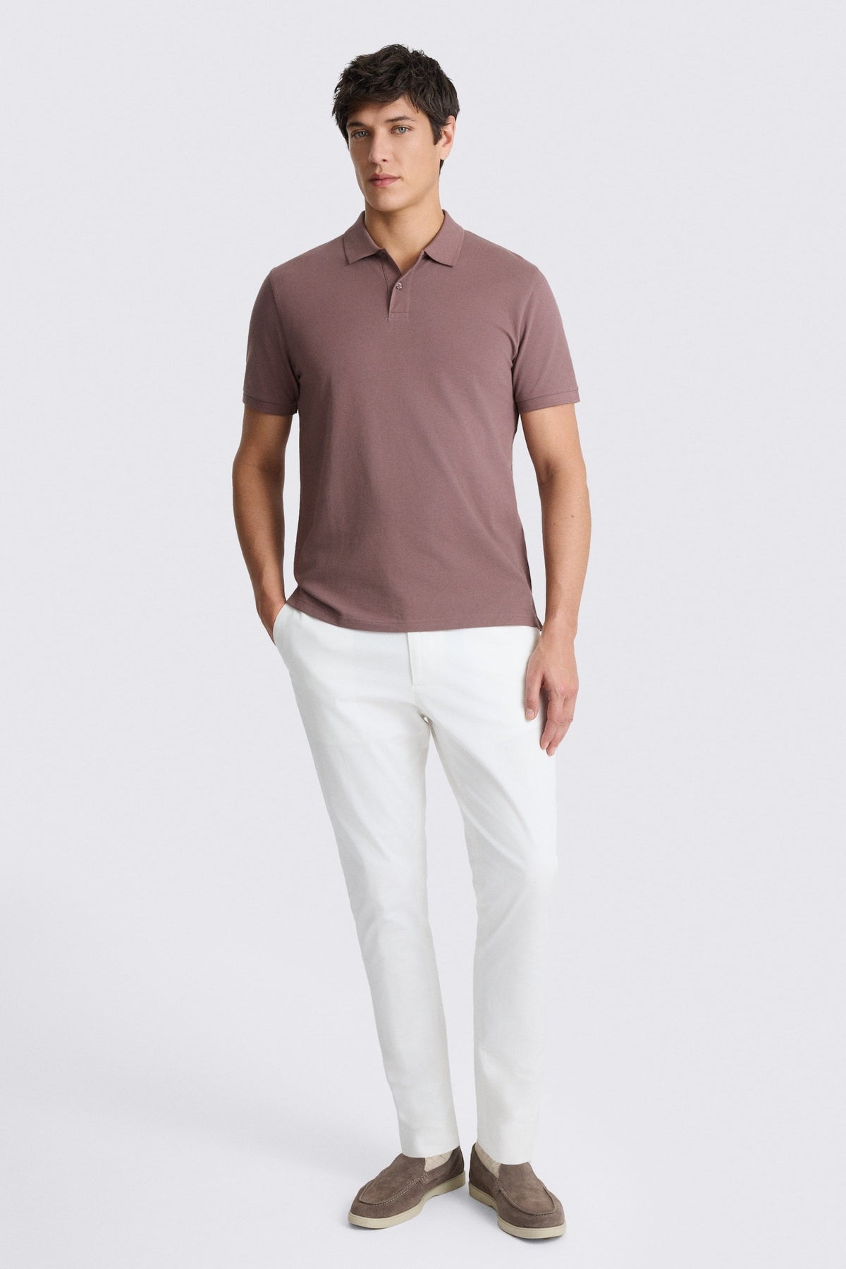 Mauve Cotton Pique Polo Shirt