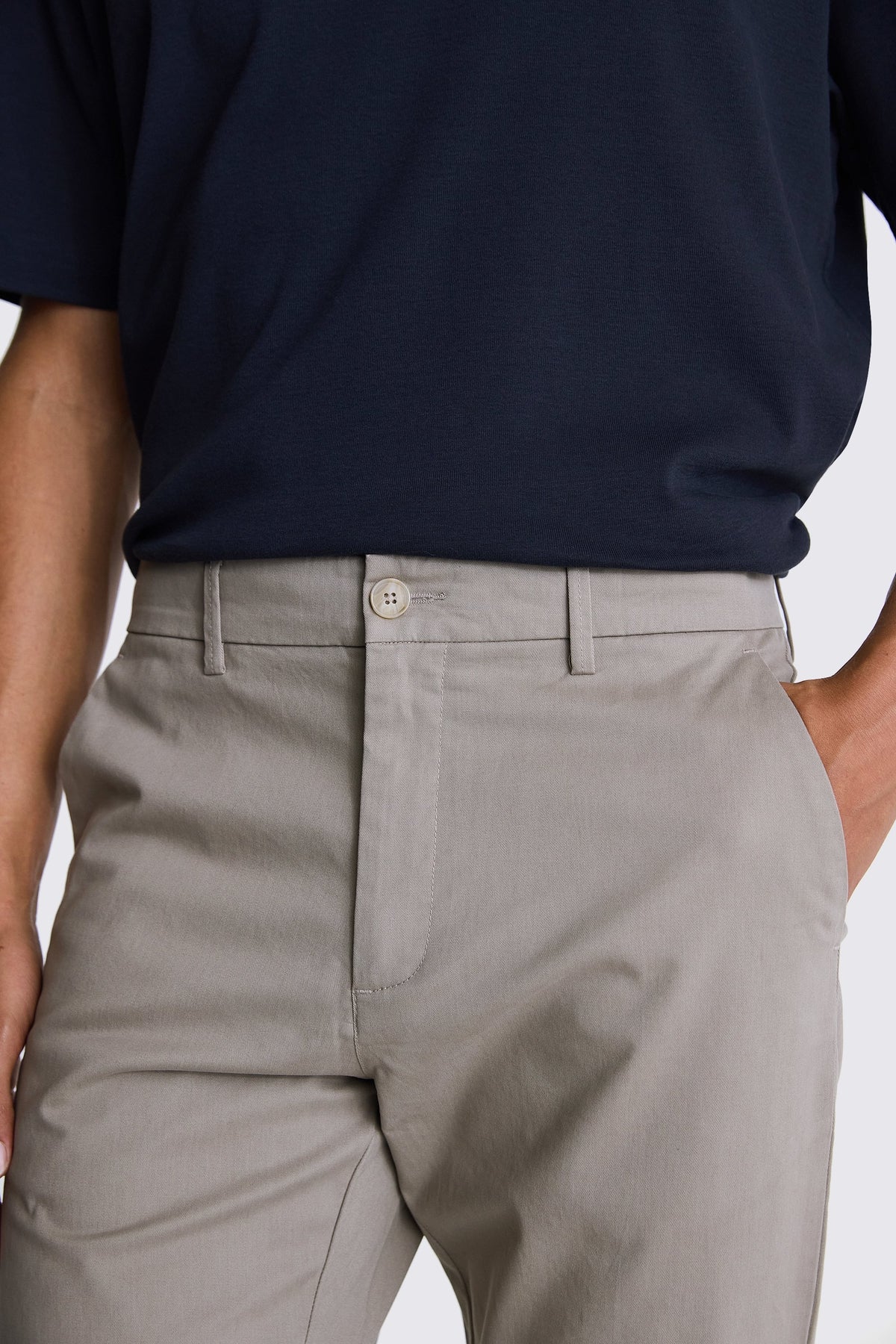 Tailored Fit Dark Taupe Cotton Chinos