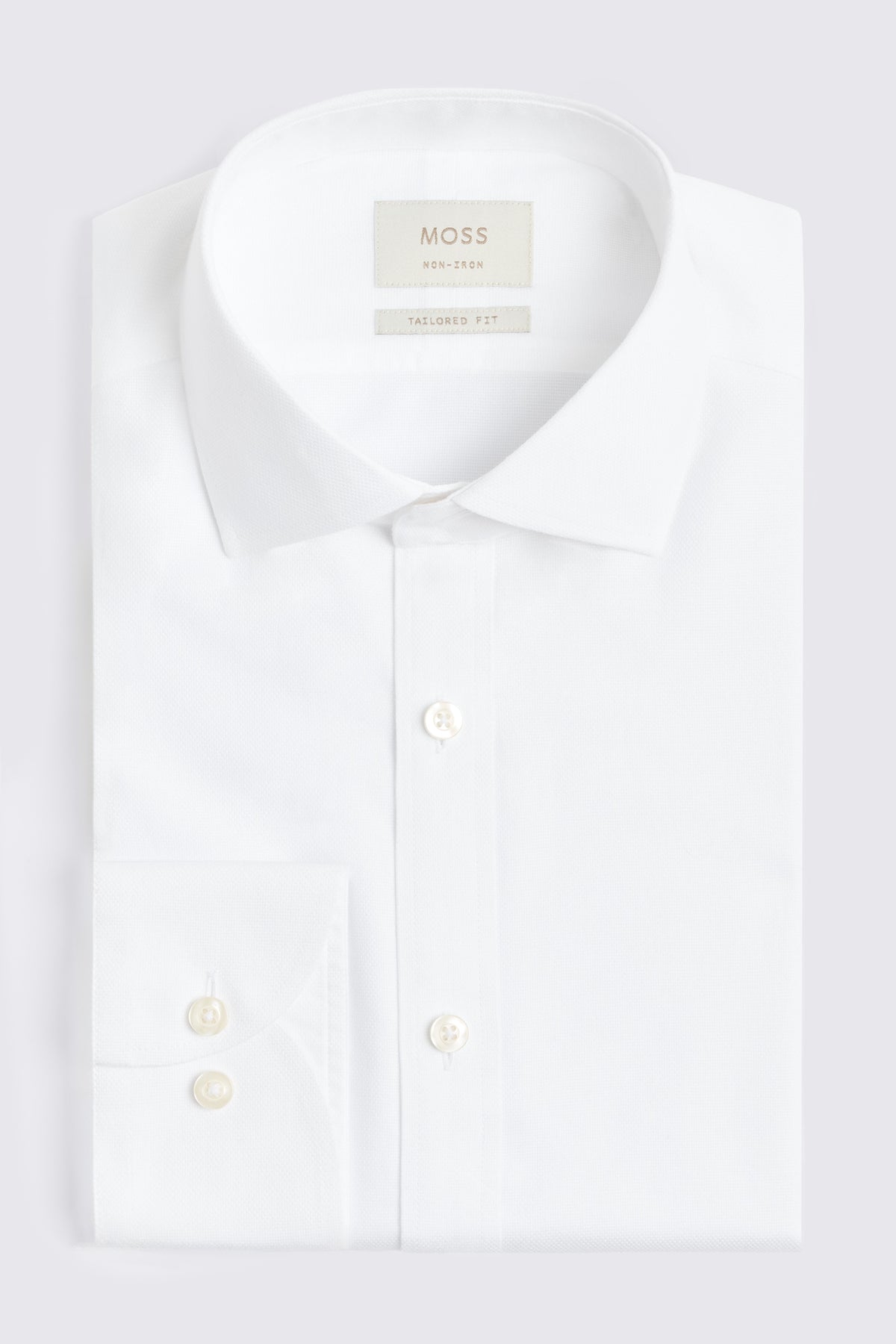 Tailored Fit White Royal Oxford Non-Iron Cotton Shirt