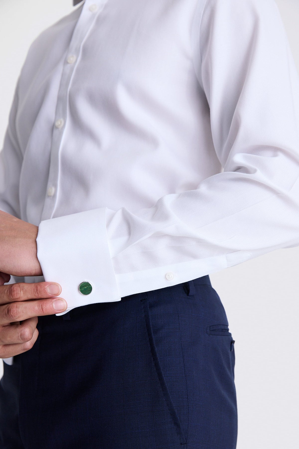 Tailored Fit White Royal Oxford Non-Iron Cotton Shirt