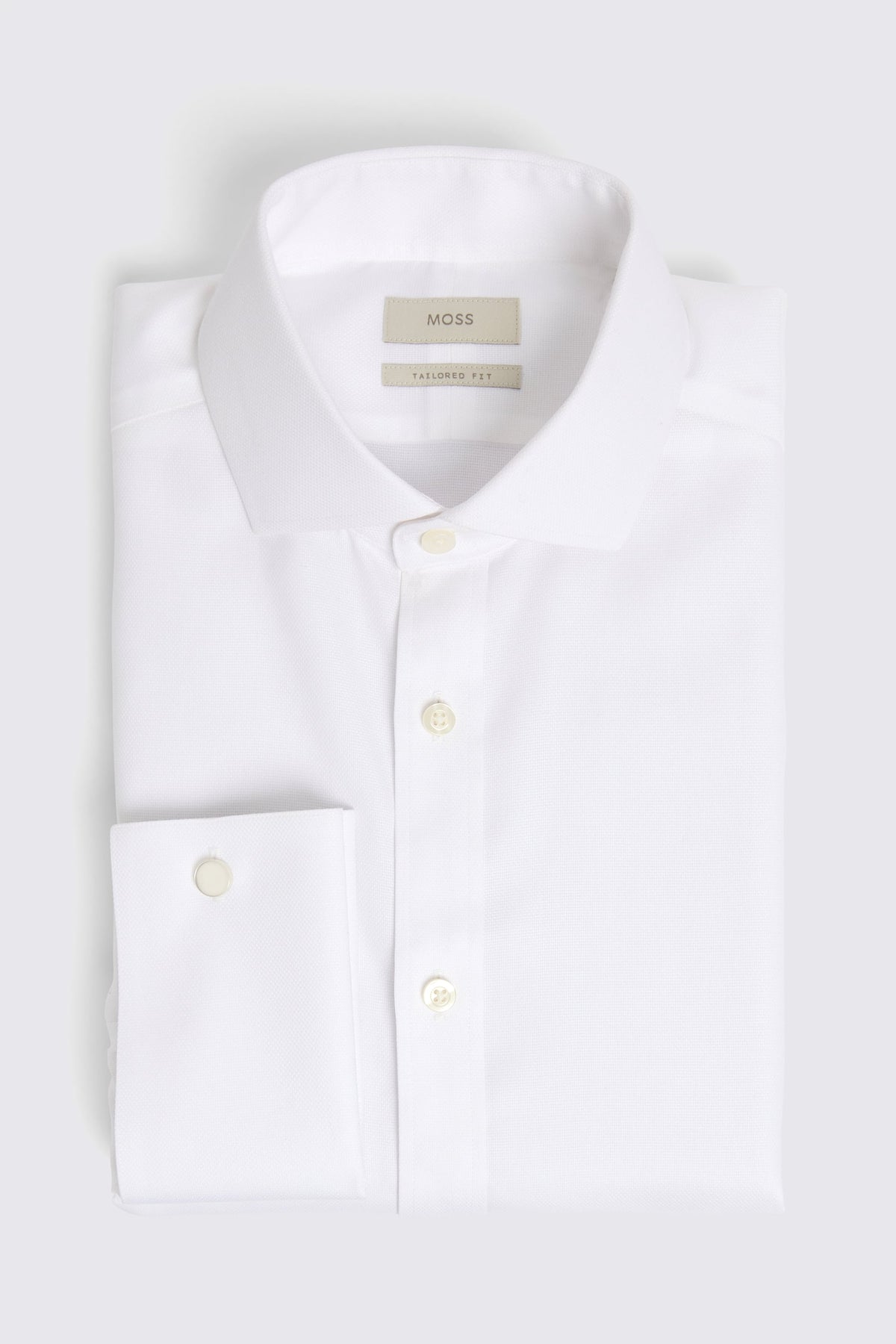 Tailored Fit White Royal Oxford Non-Iron Cotton Shirt