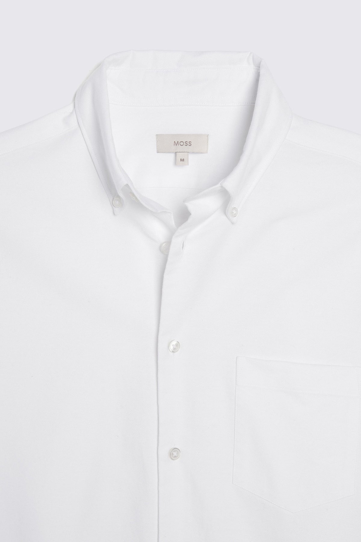 White Short Sleeve Cotton Oxford Shirt