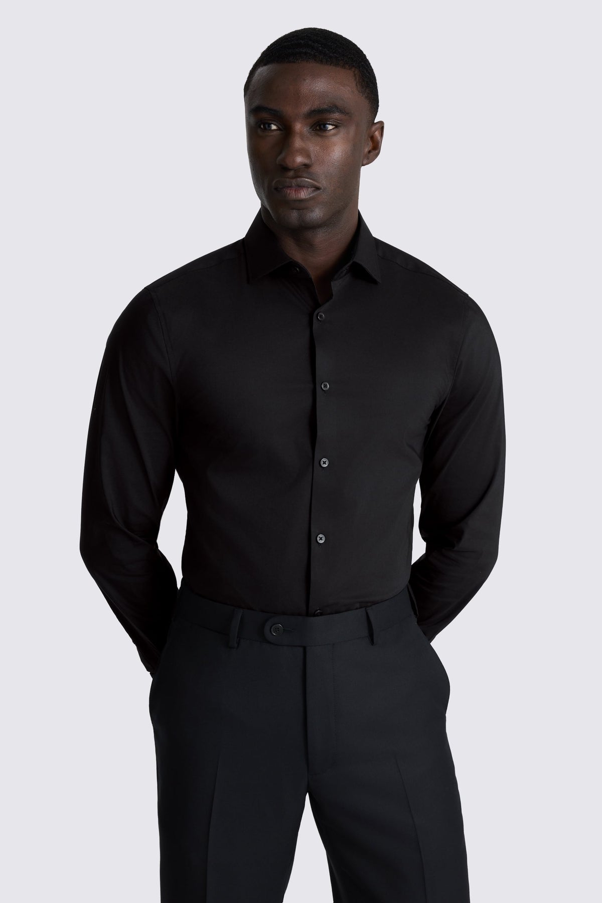 Slim Fit Black Stretch Shirt