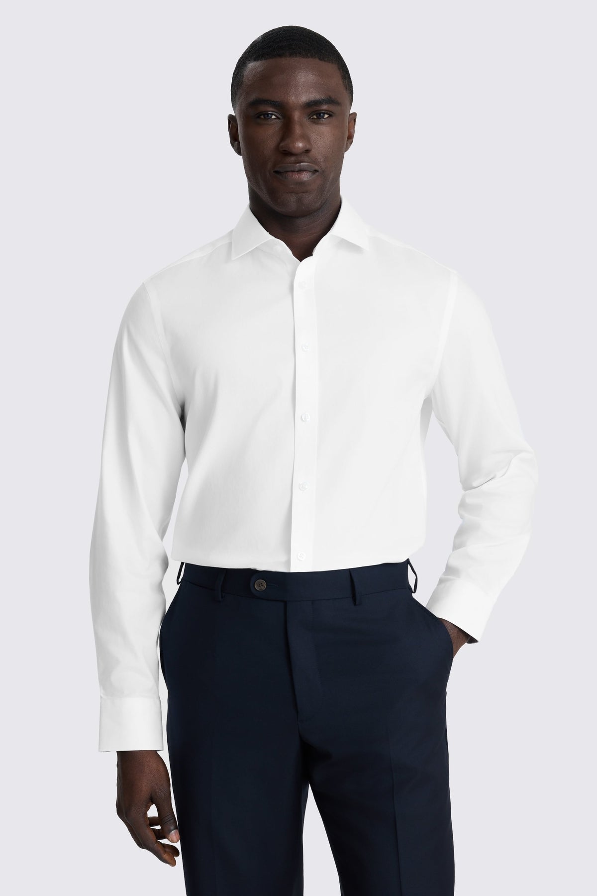 Tailored Fit White Pinpoint Oxford Contrast Cotton Shirt