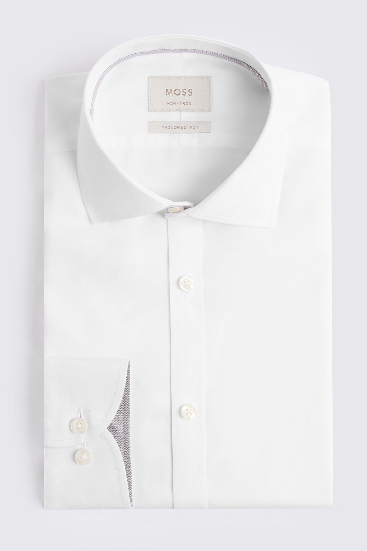 Tailored Fit White Pinpoint Oxford Contrast Cotton Shirt