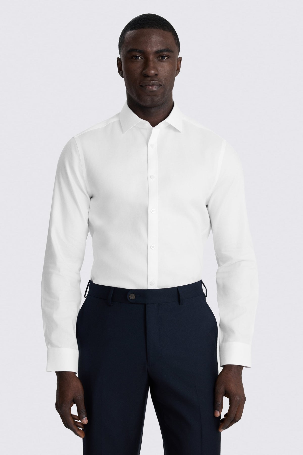 Slim Fit White Royal Oxford Non-Iron Cotton Shirt