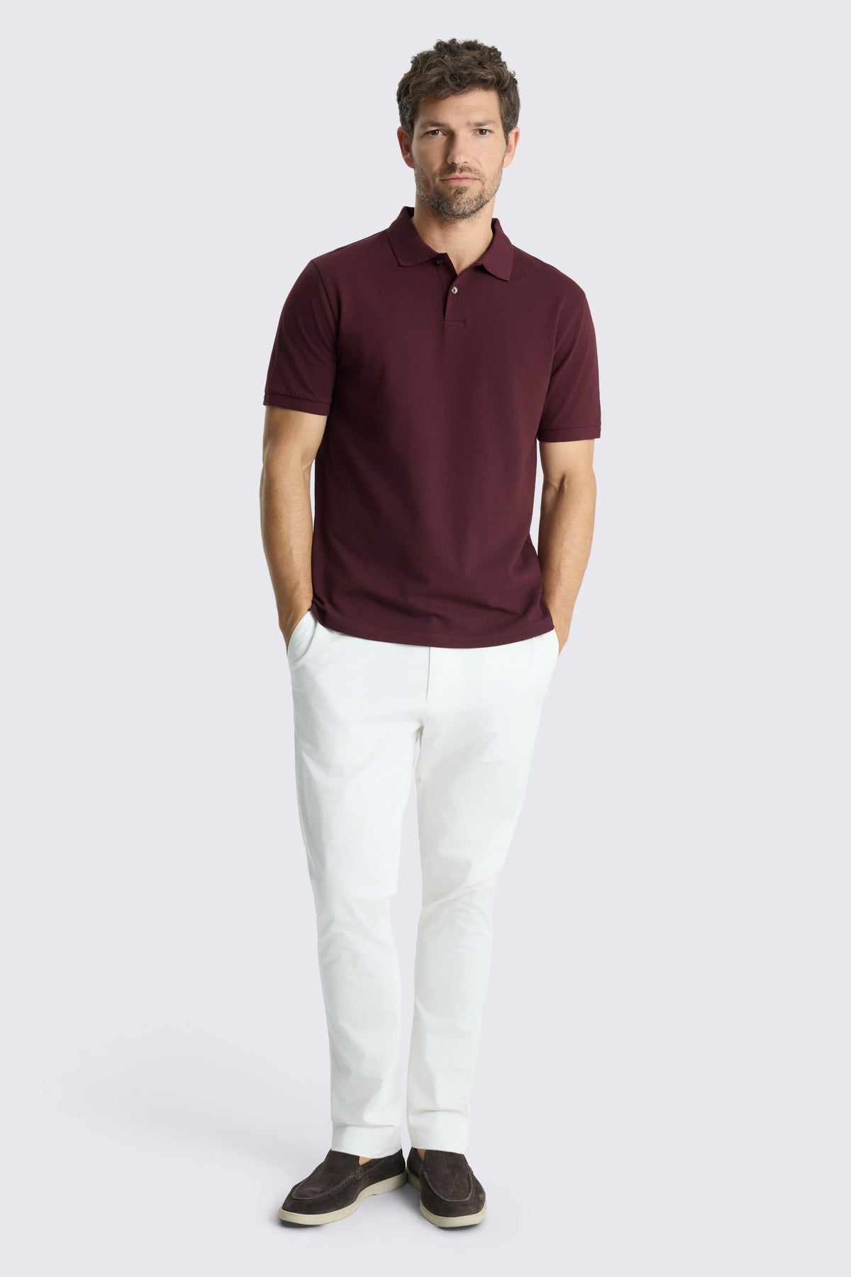 Burgundy Cotton Pique Polo Shirt