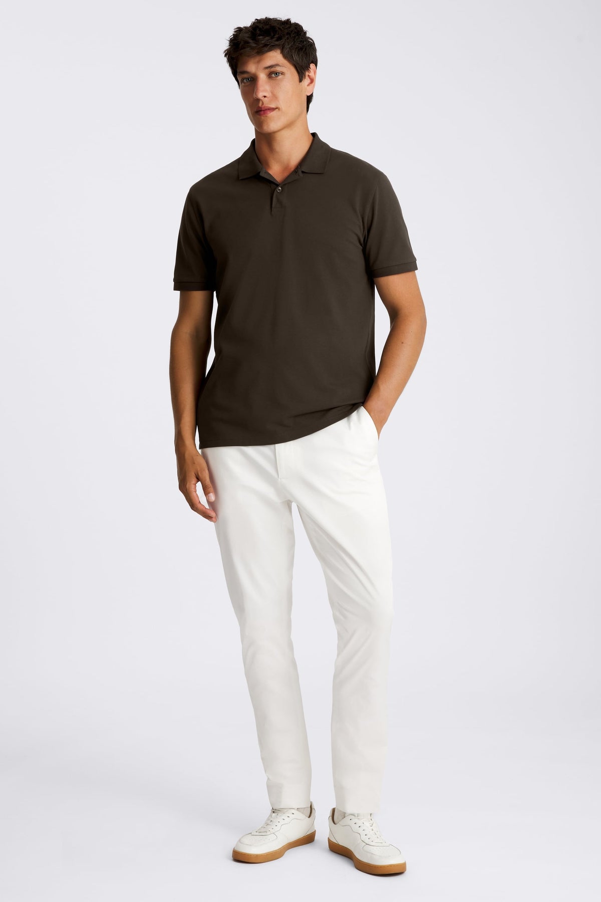 Brown Cotton Pique Polo Shirt
