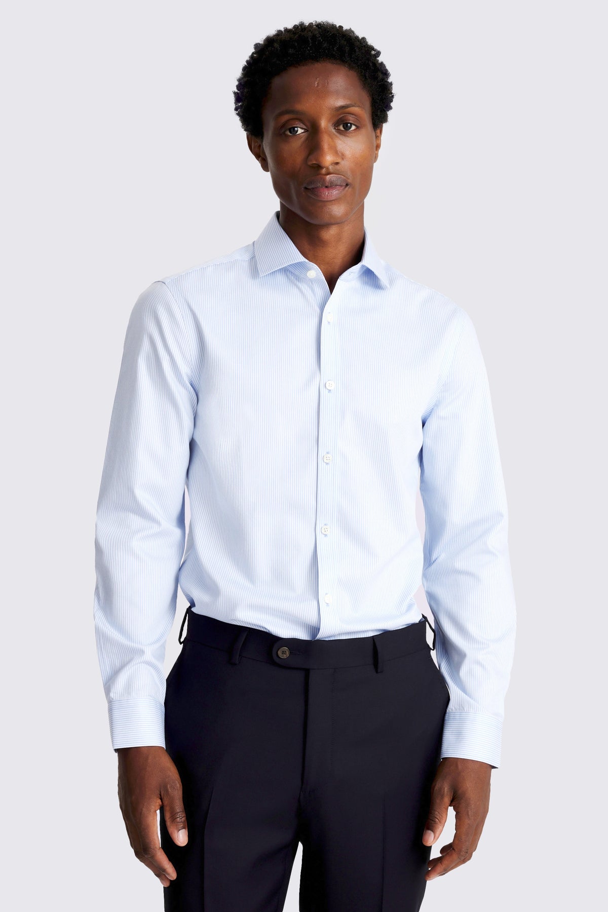 Slim Fit Sky Stripe Non-Iron Cotton Shirt