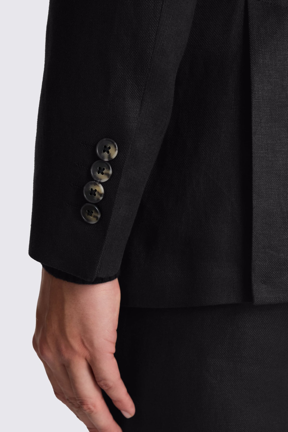 Tailored Fit Black Twill Linen Suit