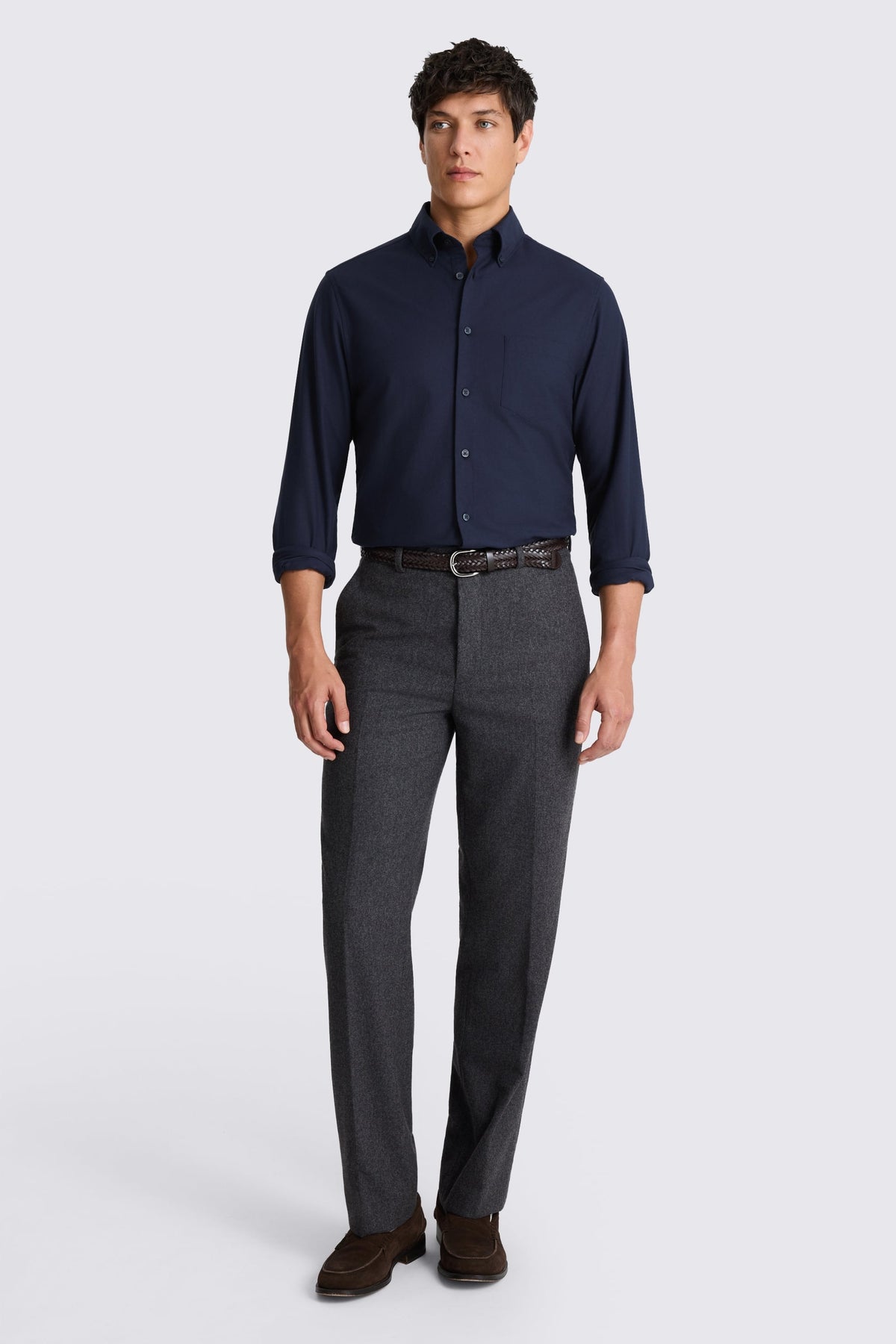 Navy Washed Cotton Oxford Shirt