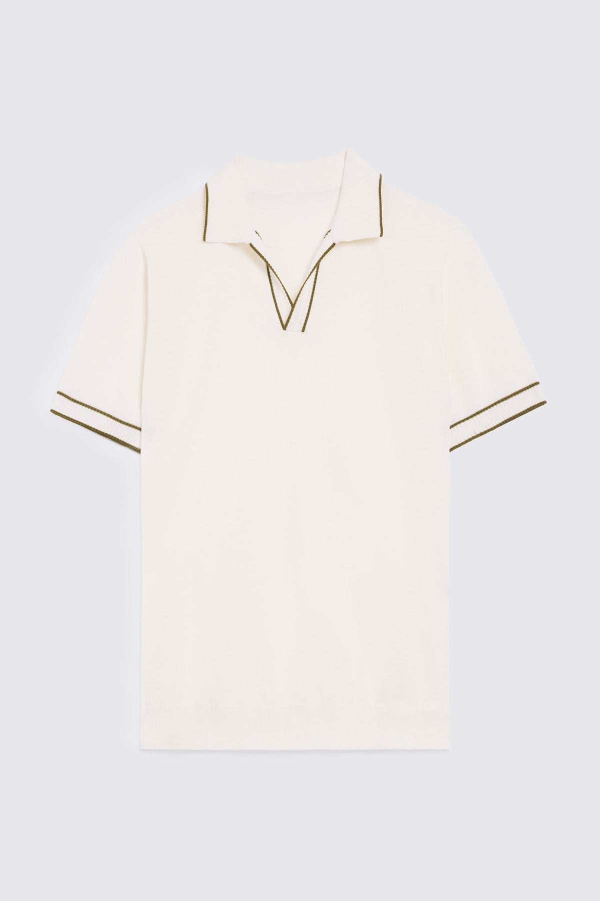 Off-White Contrast Placket Skipper Polo Shirt