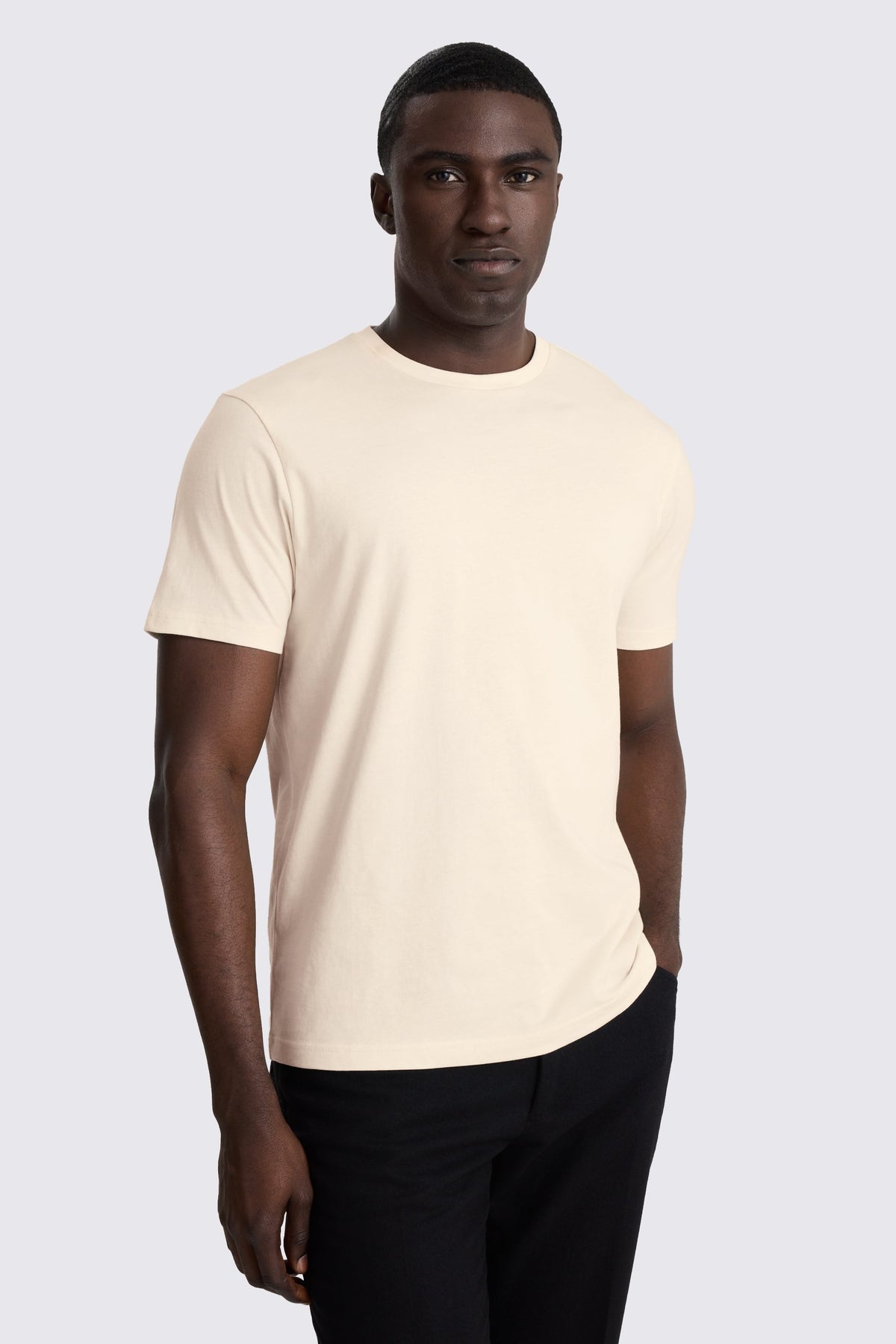 Ecru Cotton Crew-Neck T-Shirt