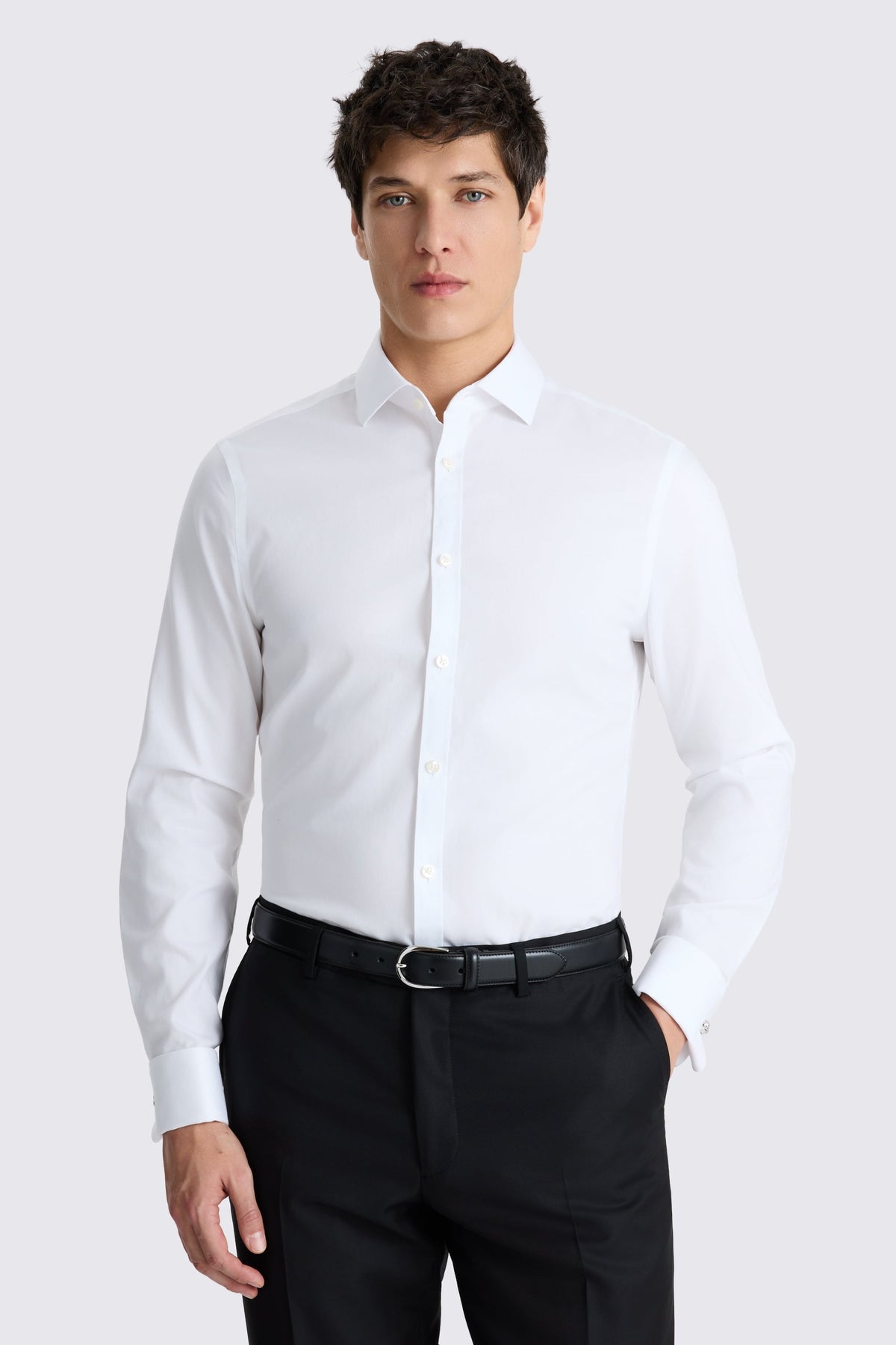 Slim Fit White Pinpoint Oxford Non-Iron Cotton Shirt
