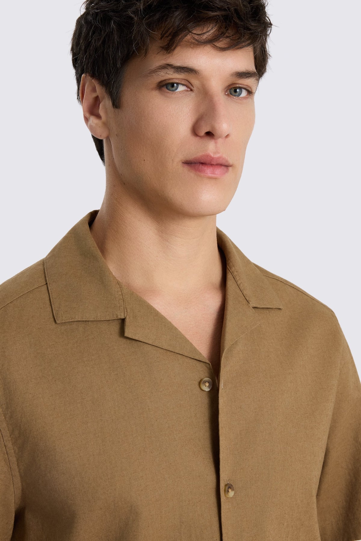 Dark Taupe Cotton Linen Cuban Shirt