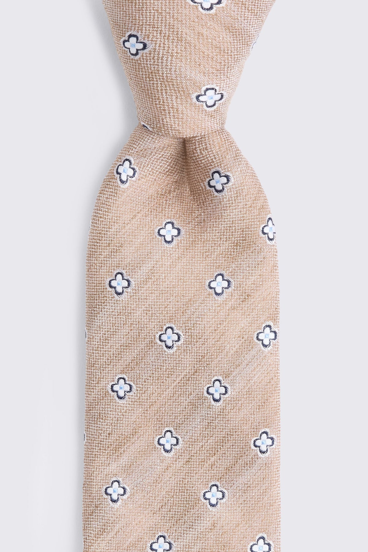 Neutral Navy Clover Medallion Linen & Silk Tie