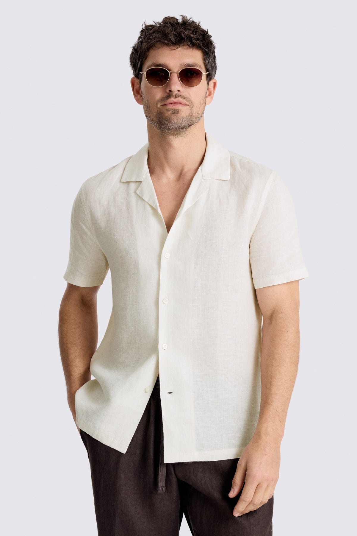 Off-White Linen Cuban Collar Shirt