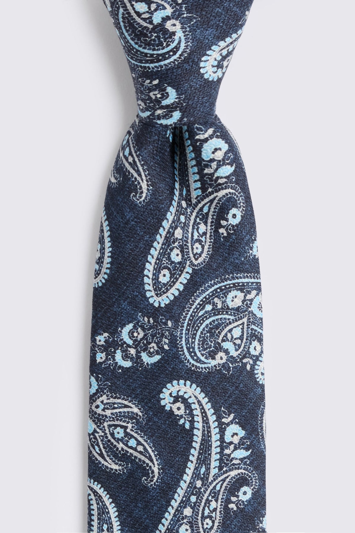 Italian Navy Blue Paisley Silk Tie