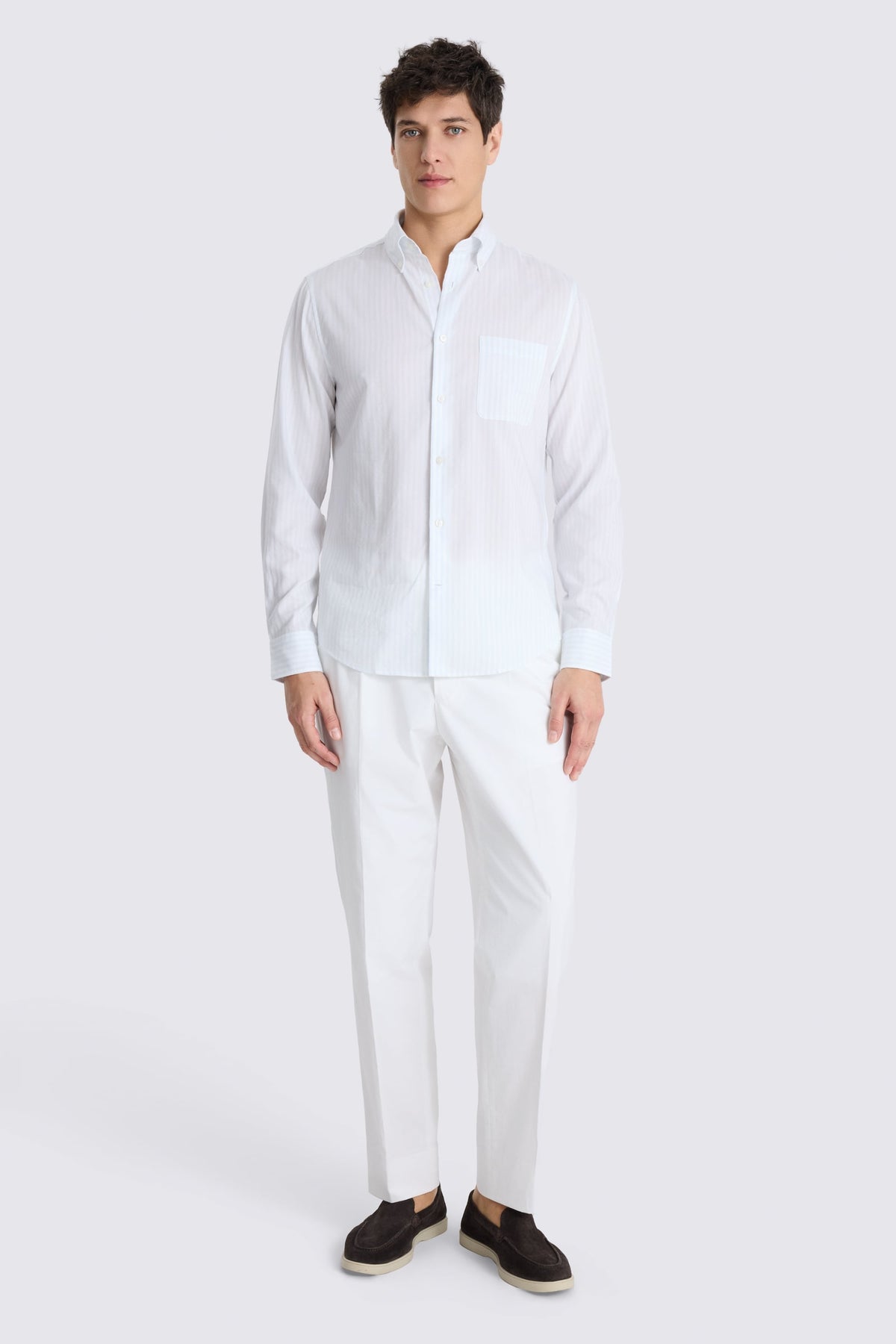 Blue Stripe Cotton Oxford Shirt