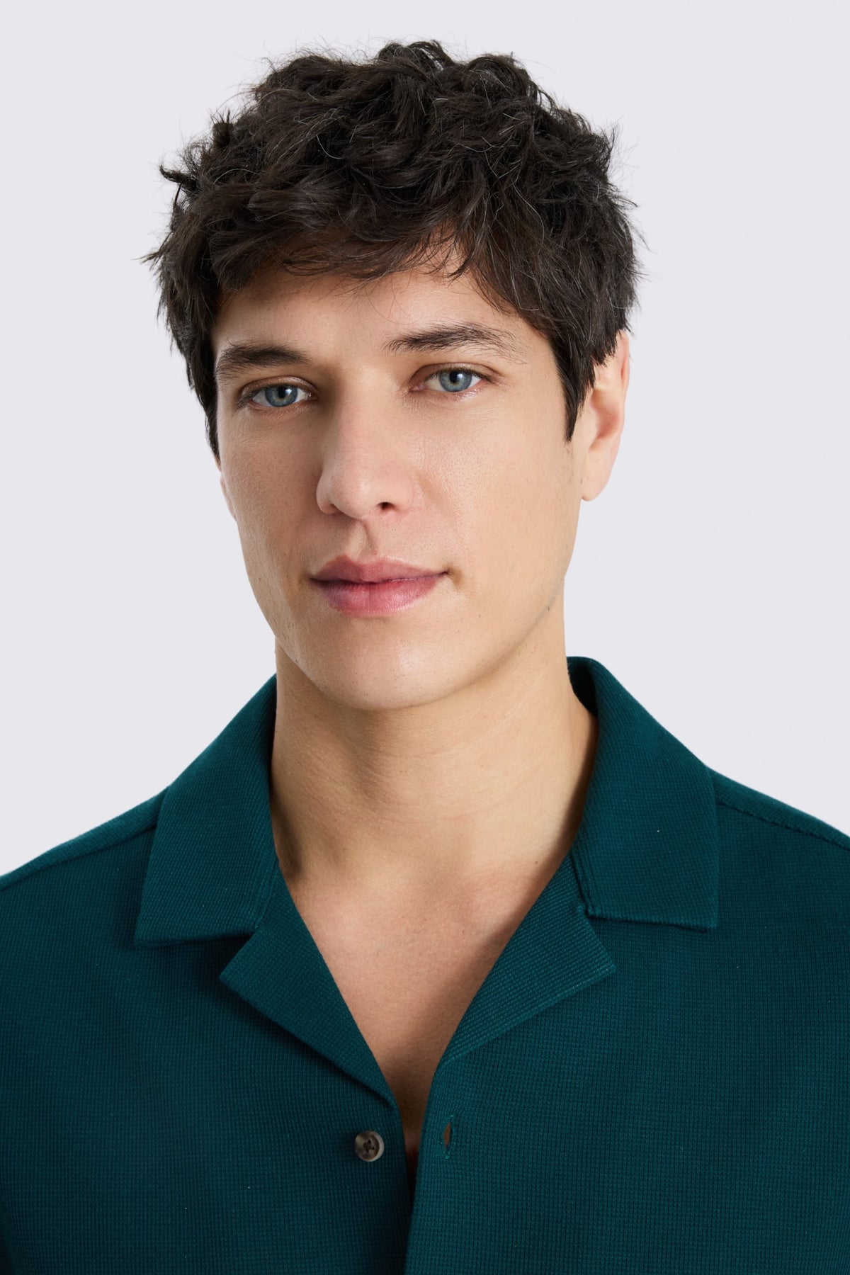 Emerald Knitted Cuban Collar Shirt