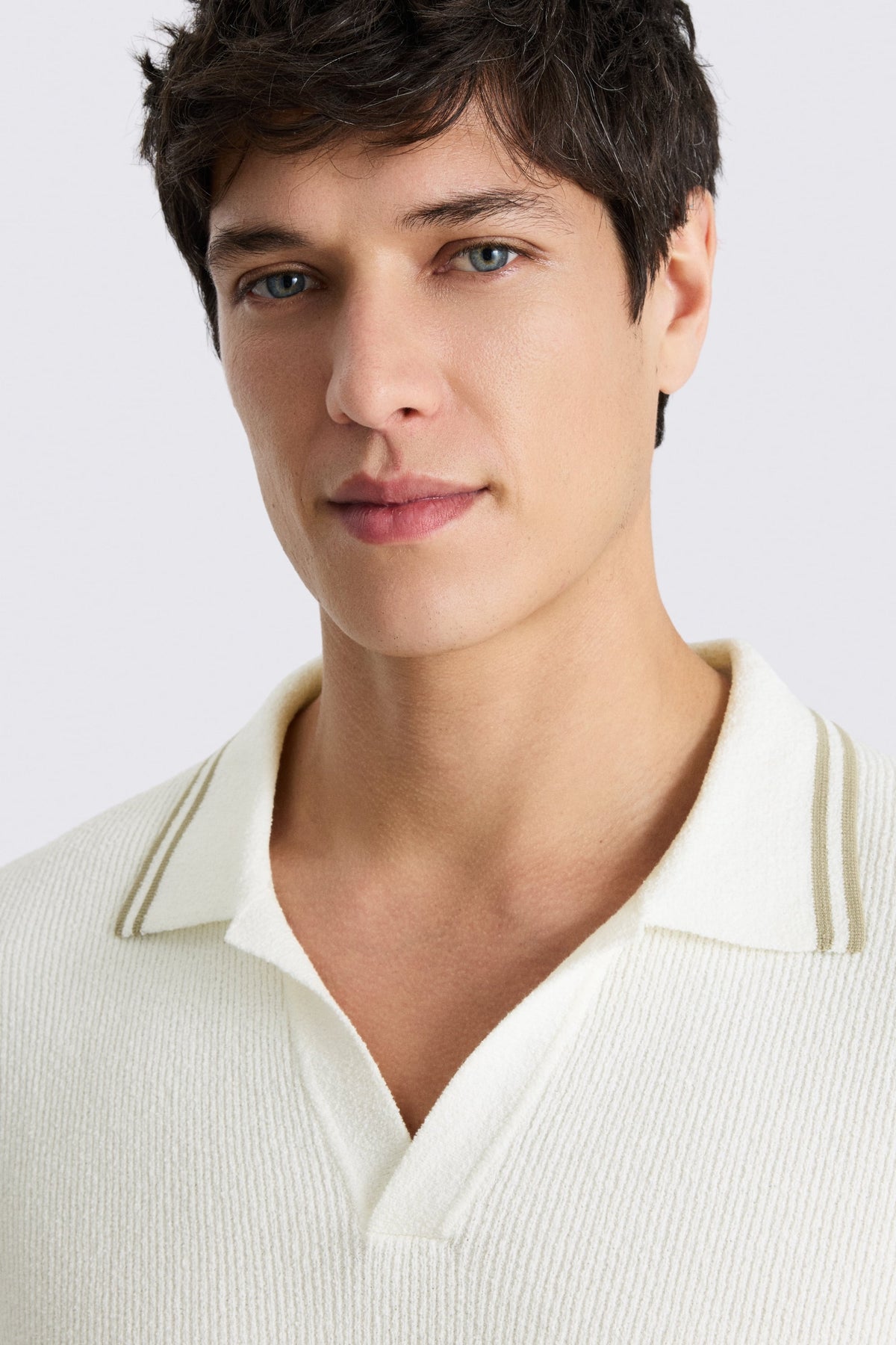 Off-White Ribbed Boucle Skipper Polo Shirt