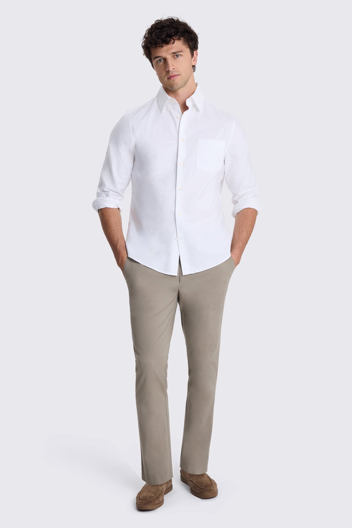 Slim Fit Dark Taupe Cotton Chinos