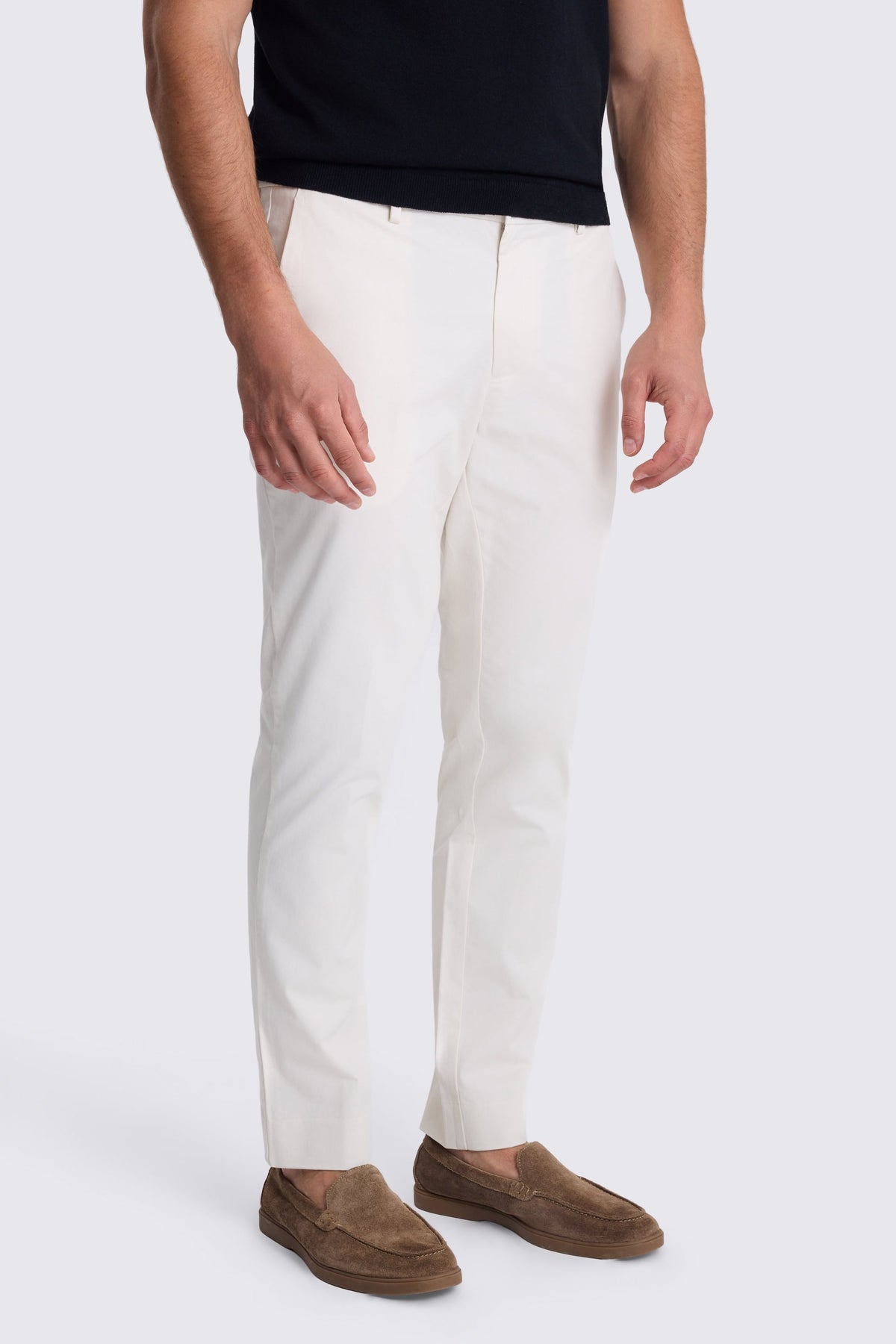Slim Fit Off-White Cotton Chinos