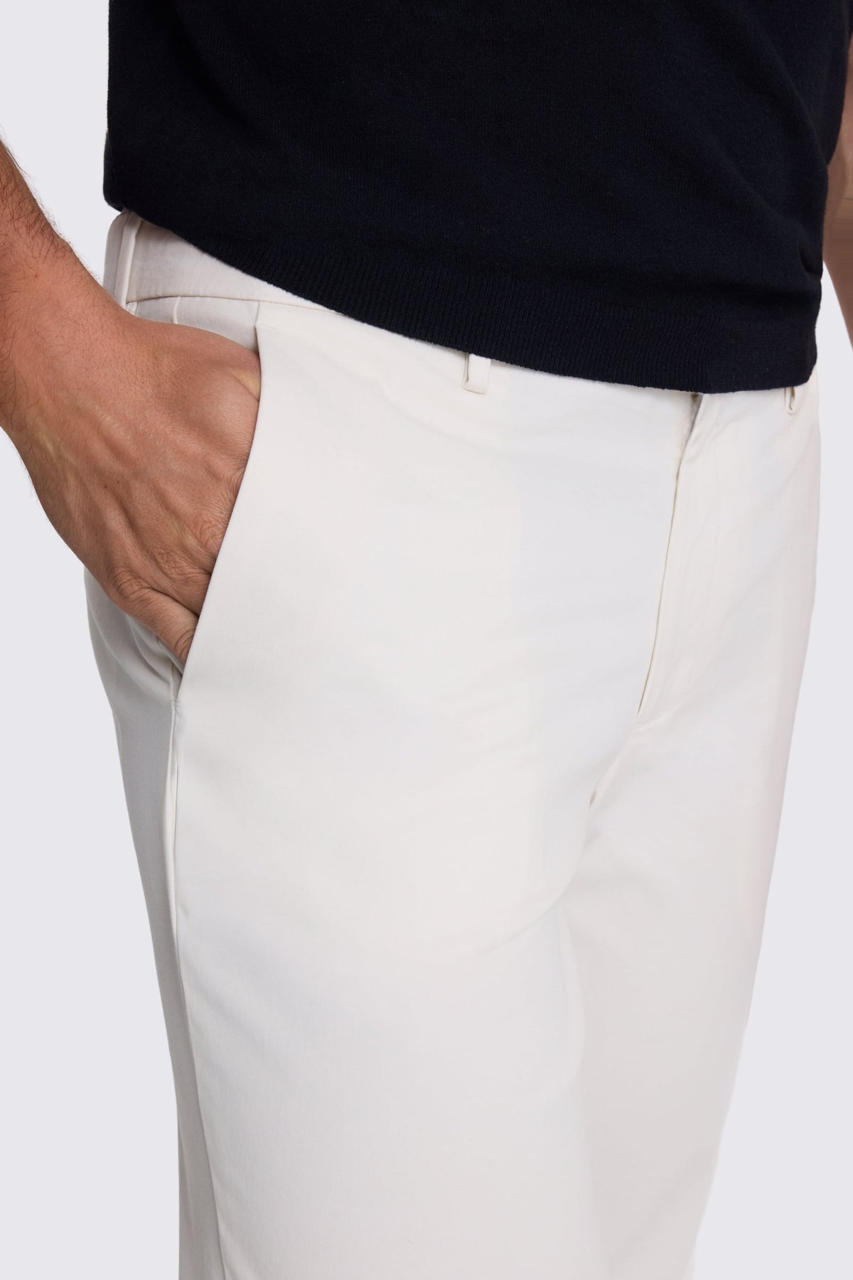 Slim Fit Off-White Cotton Chinos