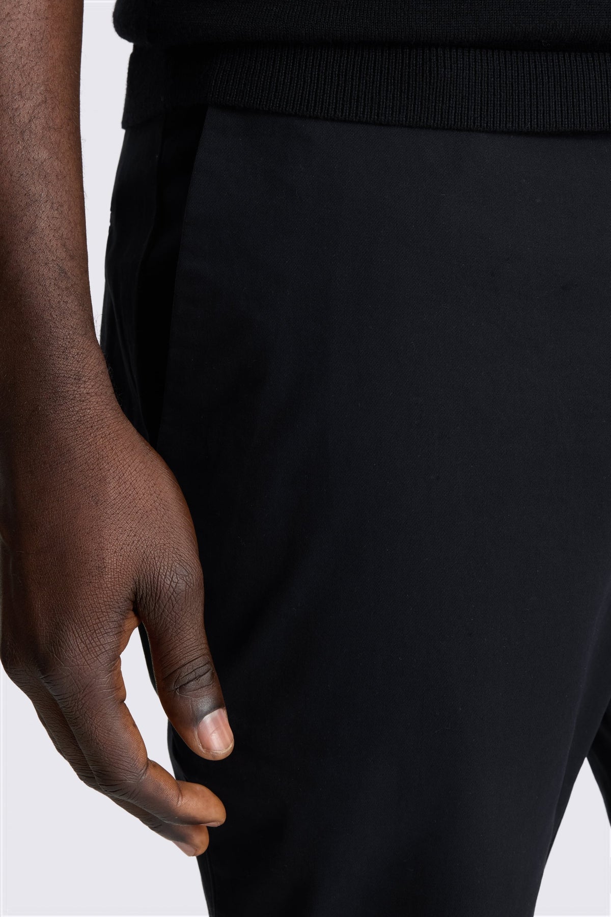Slim Fit Black Cotton Chino